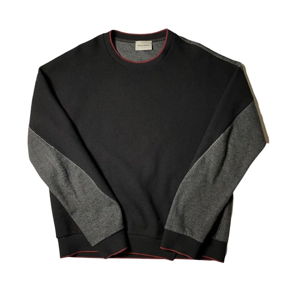 Solid Homme Mens Sweater‎ Size 52 Black Gray Maroon